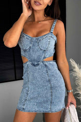 BXOXO - Denim Cutout Bodycon Cami Dress